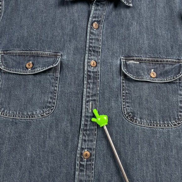 J Crew Denim Shirt Mens Large Blue Dark Wash Pocket Western Long Sleeve Button - Picture 5 of 10